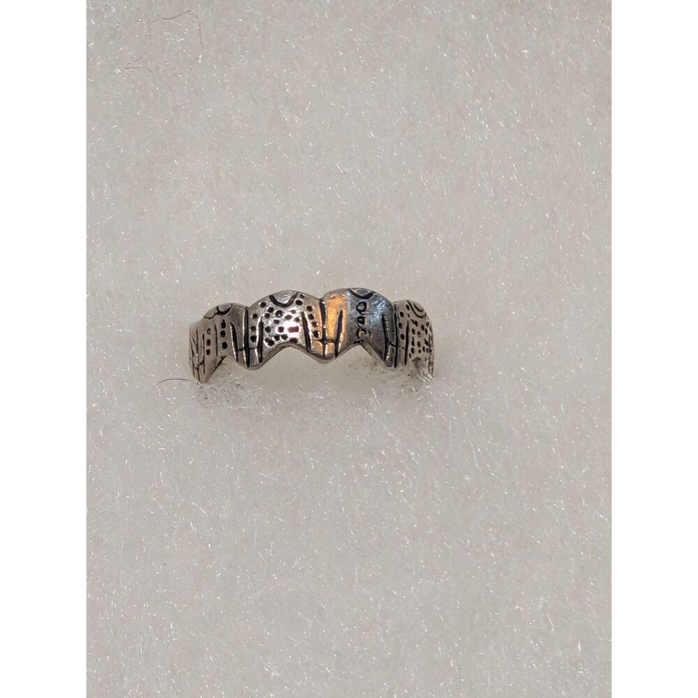 Vintage Signed EJS 925 Sterling Silver Knit Sweater Pattern Wavy Band Ring